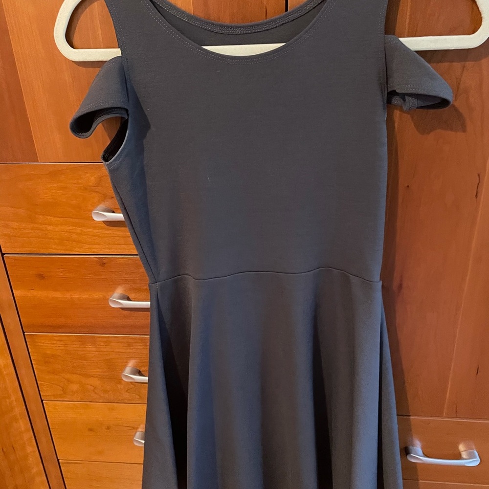Cheryl kids grey fit and flare dress with cutouts